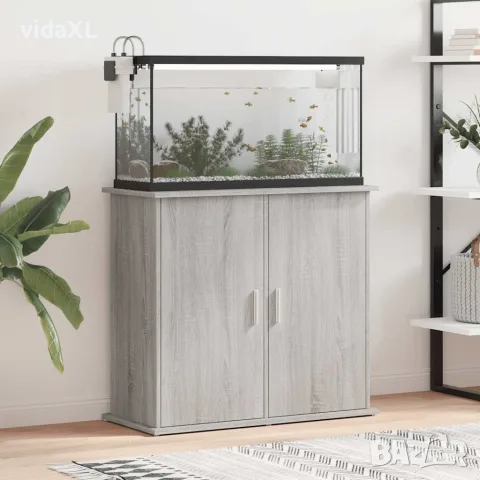 vidaXL Поставка за аквариум, сив сонома, 81x36x73 см, инженерно дърво, снимка 2 - Аквариуми - 56148090