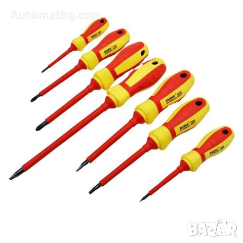 Комплект отвертки Automat, С вграден фазомер, 7бр, Червен
