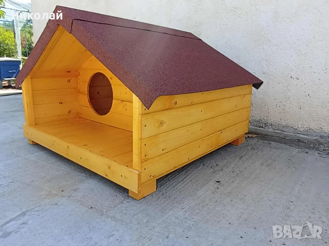 Голяма къща за котки и кучета с веранда за семейство котки кученца кучешка колиба от дърво за коте , снимка 3 - За кучета - 52238525