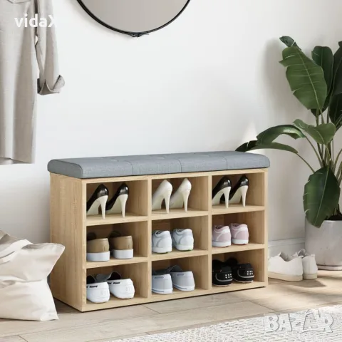vidaXL Пейка за обувки, дъб сонома, 82x32x50 см, инженерно дърво, снимка 3 - Маси - 56148088