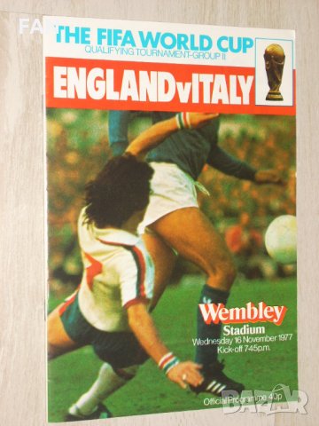 Англия - Италия оригинална футболна програма 1977 г. Кевин Кийгън, Марко Тардели, Дино Дзоф, снимка 1 - Фен артикули - 28624896