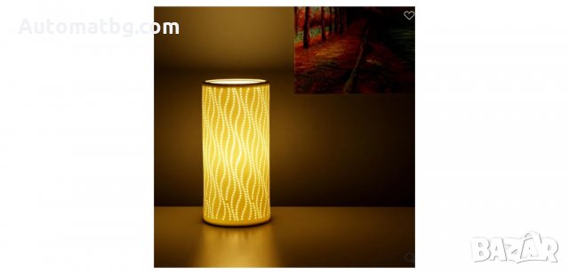 Керамична настолна лампа, Бяла, Automat, снимка 2 - Настолни лампи - 34189122