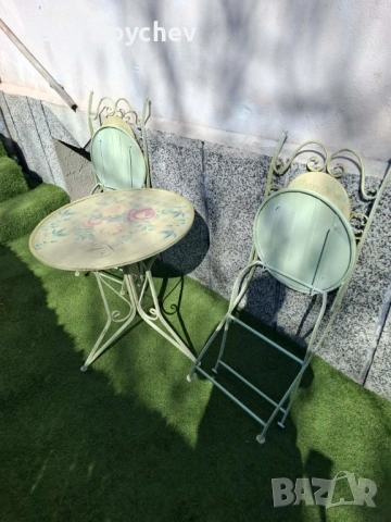 Градински винтидж комплект маса и два стола 100 евро, снимка 2 - Градински мебели, декорация  - 53664675