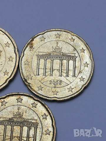 20 евро цента Германия-2002 г. букви A;D;J, снимка 2 - Нумизматика и бонистика - 53251511