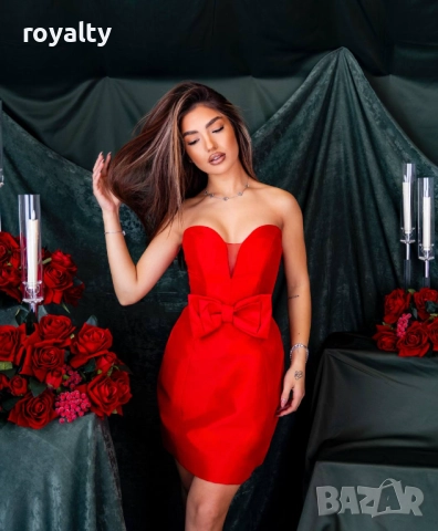 Къса Червена Дамска Рокля , снимка 5 - Рокли - 52884813