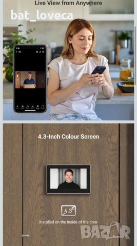 Смарт Видео Шпионка EZVIZ CP2 – 1080p Full HD, Wi-Fi, 4.3" Дисплей & Мобилно приложение, снимка 2 - Камери - 53756355