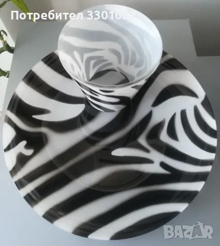 Плато и ваза с тигров принт,стъкло, снимка 4 - Вази - 47972965