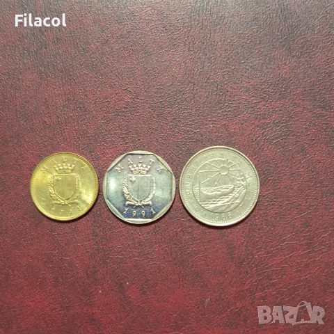 Малта 1, 5 и 10 цента 1991 и 1986 година, снимка 2 - Нумизматика и бонистика - 52934447