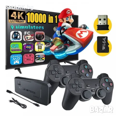 Безжична ретро ТВ конзола с 4K резолюция, HDMI изход и вградена памет от 64G, снимка 1