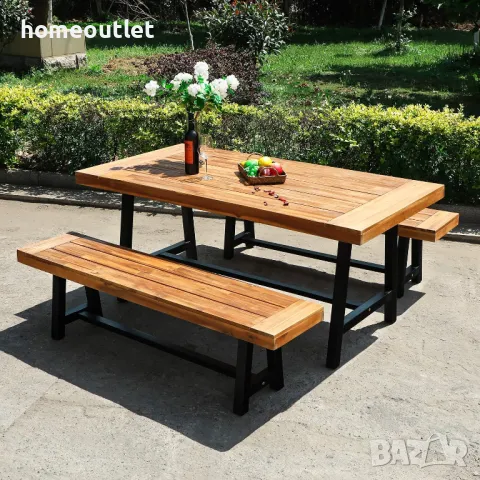 ПРОМОЦИЯ Елегантна пейка от масивно акациево дърво PHIVILLA PV-202, снимка 4 - Градински мебели, декорация  - 47943039