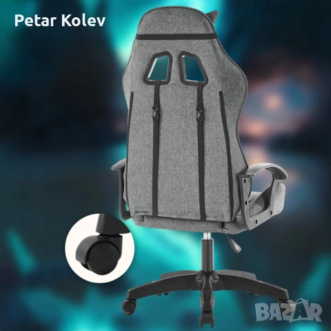 Ергономичен геймърски офис стол с лумбална и шийна опора – комфорт за игра и работа без умора, снимка 9 - Столове - 53457376