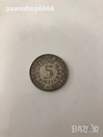 Сребърна монета Германия 5 марки, 1951, снимка 10 - Нумизматика и бонистика - 41484845