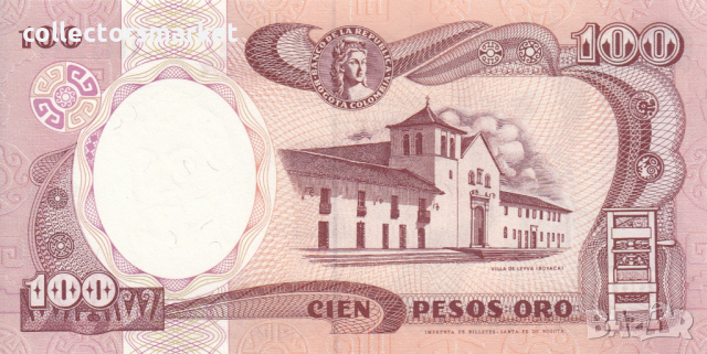 100 песо 1991, Колумбия, снимка 2 - Нумизматика и бонистика - 36272366