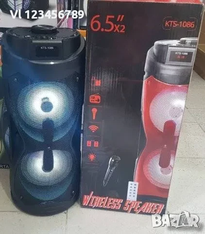 Караоке тонколона 2х6,5”, модел KTS-1086 с FM тунер, дистанционно,BLUETOOTH, снимка 4 - Bluetooth тонколони - 50752491