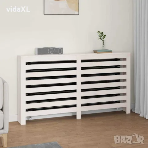 vidaXL Параван за радиатор бял 153x19x84 см борово дърво масив, снимка 2 - Паравани - 56148038