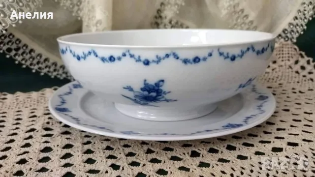 Синя роза стил рококо, снимка 3 - Чинии - 50258724