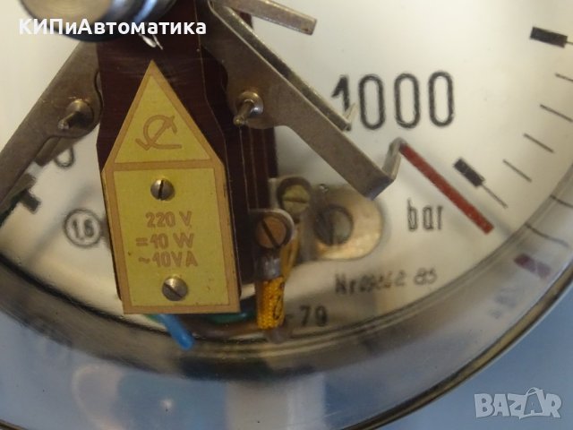 Ел. контактен манометър VEB ф160 1000Bar 220V, снимка 2 - Резервни части за машини - 42131939