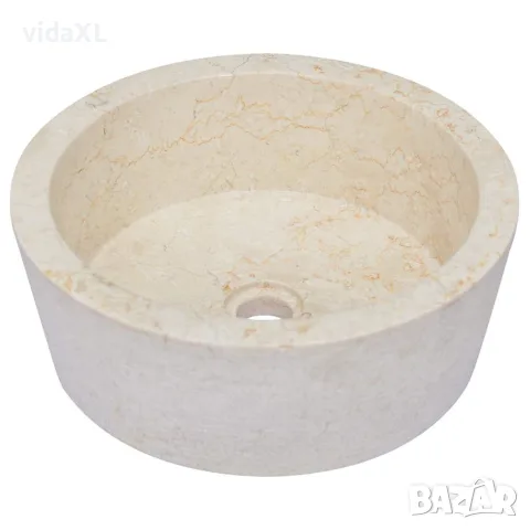 vidaXL Кремава мивка, Ø40x15 см, мрамор, снимка 4 - Мивки - 56146148