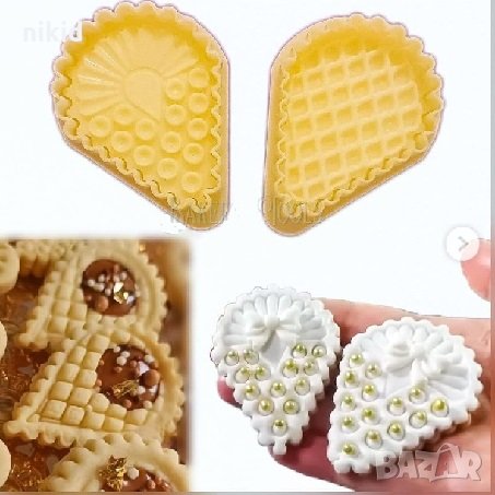 Капка листо решетка мрежа вафли фунийки интересен пластмасов резец форма за тесто бисквитки фондан, снимка 2 - Форми - 33969712