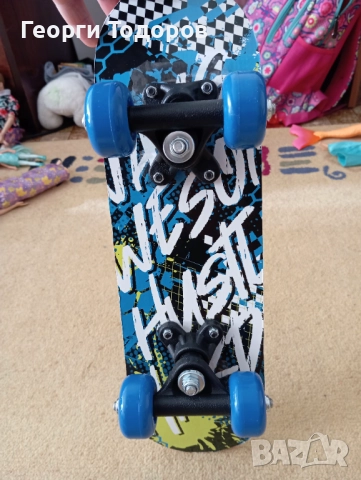 Скейт дъска Blue White 43x12.5cm, снимка 4 - Скейтборд, ховърборд, уейвборд - 51778114