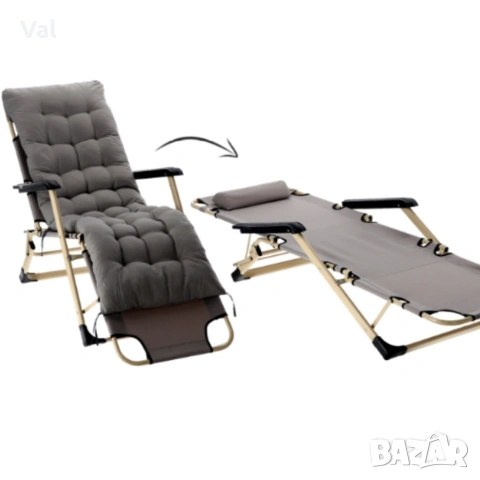 Сгъваем шезлонг с голяма възглавница - стилен, практичен и удобен, снимка 11 - Къмпинг мебели - 53821861