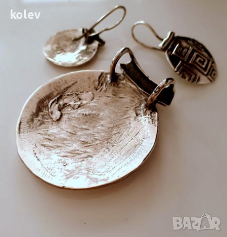 уникален сребърен комплект от медальон и обеци, снимка 7 - Бижутерийни комплекти - 39706430