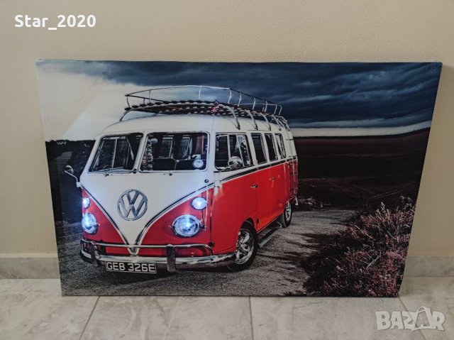 Светеща картина с Led осветление - VW Transporter old 2, снимка 2 - Картини - 35683836