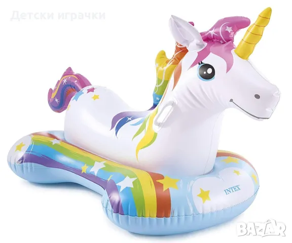 Надуваем еднорог за яздене INTEX, 163 х 86см, за басейн, за море, снимка 3 - Надуваеми играчки - 50394949