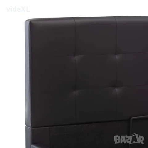 vidaXL Легло с повдигащ механизъм, черно, изкуствена кожа, 160x200 cм, снимка 8 - Спални и легла - 56146483