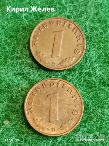 Две монети 1 райхсфенинг 1939г. Трети Райх Германия с свастика 53326