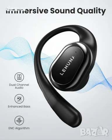 Слушалки LeMuna Open Ear Bluetooth 5.4, безжични слушалки с куки за уши, сензорно управление, снимка 3 - Безжични слушалки - 47314240