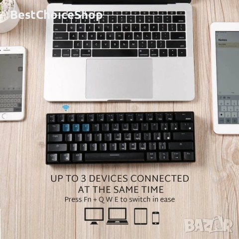 60% Безжична Механична Клавиатура ROYAL KLUDGE, Сменяеми Червени Превключватели, снимка 7 - Клавиатури и мишки - 53344724