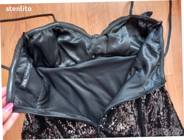 ZARA# черна с пайети# НОВА# вечерна рокля# размер XS, снимка 5 - Рокли - 42290496