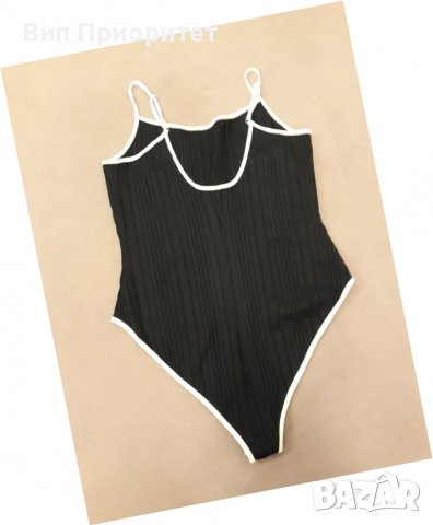 Черна боди с тънка бяла презрамка - секси модел, снимка 8 - Корсети, бюстиета, топове - 39217771