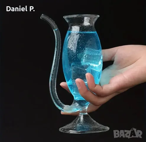 Креативна стъклена чаша с вградена сламка, перфектна за Коктейли сок или вино, снимка 1
