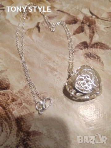 Ново Сребърно Дамско Колие Сърце , снимка 5 - Колиета, медальони, синджири - 51661093