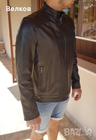 Мъжко кожено яке от естествена кожа - черно - размер XL, снимка 9 - Якета - 36042110