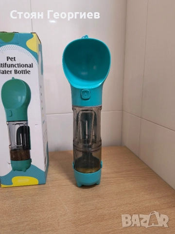 Преносим контейнер за домашни любимци, 4 в 1, ABS и PC, 300 мл, син , снимка 2 - Други стоки за животни - 52797056