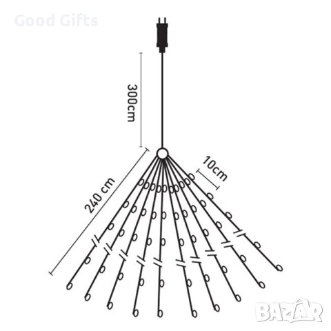 Коледни лампички за елха, 250 LED диода, Топло бяло, снимка 2 - Лед осветление - 42715590