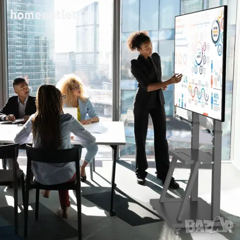 ПРОМОЦИЯ Мобилна стойка за телевизор с рафтове за съхранение на 2 нива UNHO U-990A, снимка 8 - Стойки, 3D очила, аксесоари - 50190717