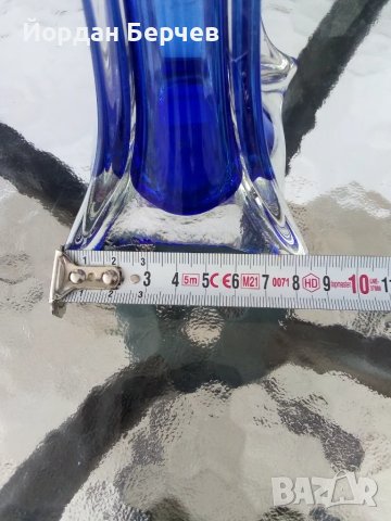 Ваза синьо стъкло, снимка 4 - Други - 49966634