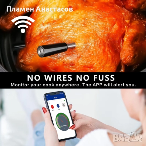 JX-368 Безжичен Bluetooth Термометър за Месо и BBQ – Дигитална Сонда за Фурна, Грил и Барбекю, снимка 7 - Други - 52429142
