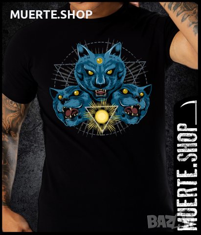 Черна тениска с щампа THEREE BLUE CATS, снимка 1 - Тениски - 41342026