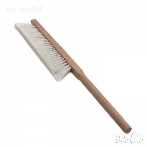 Пчеларска четка естествен косъм с дървена дръжка двуредова