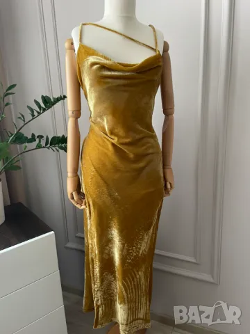 Zara Елегантна рокля от кадифе, охра, размер L