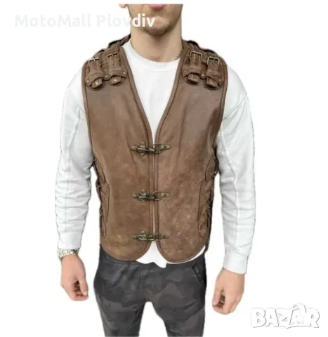Кожен елек Мото рокер мотор 2024 модел Brown кафява кожа, снимка 3 - Аксесоари и консумативи - 49315376