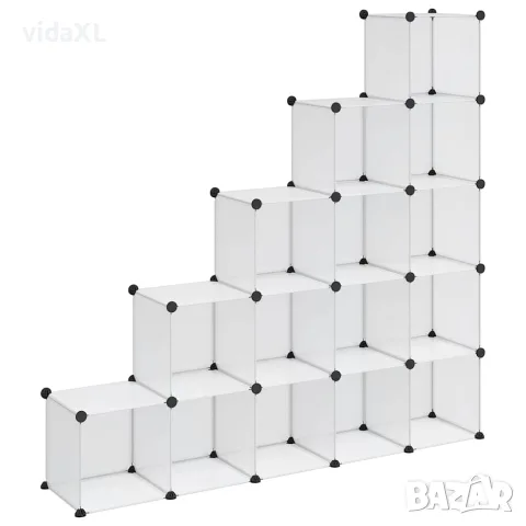 vidaXL Органайзер с кубични отделения, 15 куба, прозрачен, PP