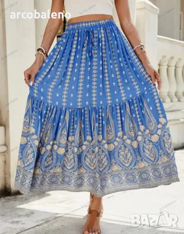 Дамска бохемска празнична пола с висока талия, 3цвята , снимка 14 - Поли - 49623203