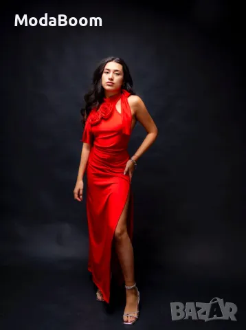 Дълга червена дамска рокля , снимка 3 - Рокли - 48371838