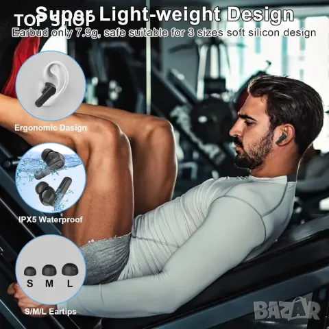 Безжични слушалки, интелигентен сензорен екран, Bluetooth 5.4, ANC/ENC, HiFi стерео, IPX5, черни, снимка 7 - Безжични слушалки - 49551972